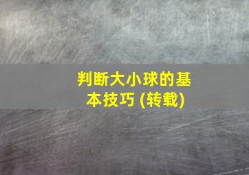 判断大小球的基本技巧 (转载)